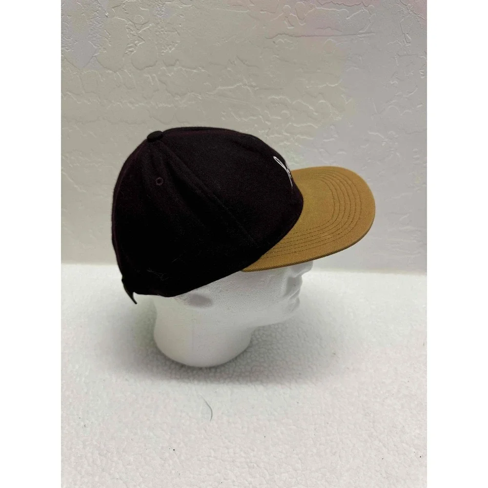 HUF Black‎ Tan Wool Blend Snapback Cap Adjustable Logo Streetwear USA Made